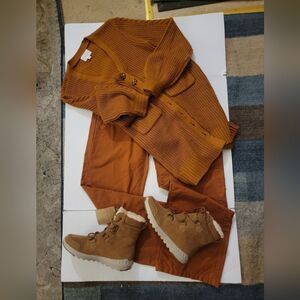 🆕️🧥Olive & Oak Long Duster Cardigan Sweater Dress, Brown - Sz S